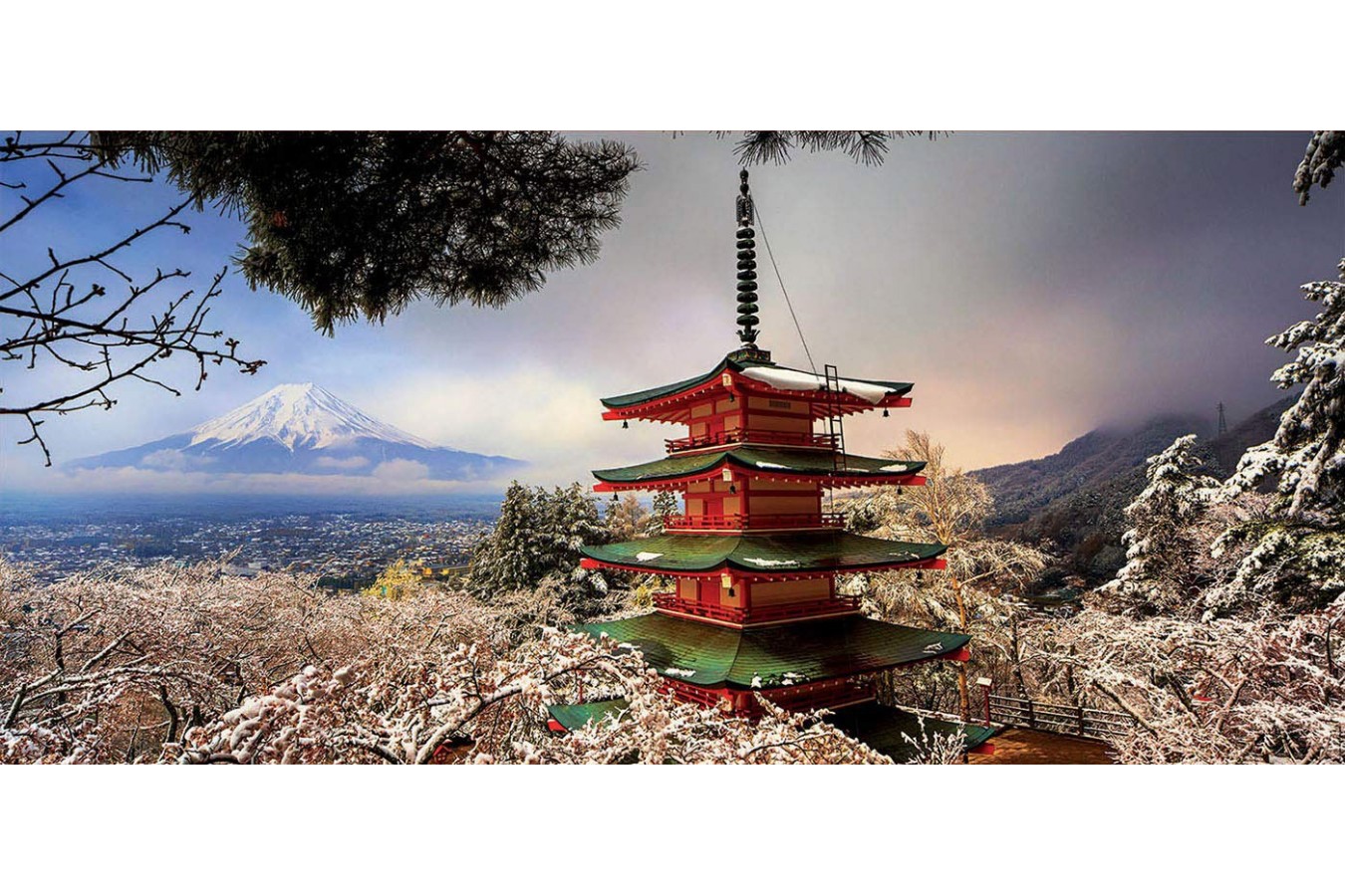 Puzzle panoramic Educa - Mount Fuji and Pagoda Chureito, Japan, 3.000 piese, include lipici (18013)