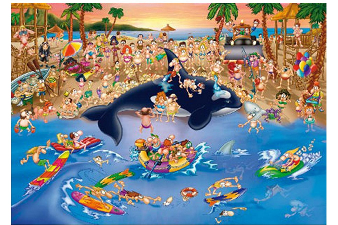 Puzzle D-Toys - Cartoon Collection: Trafic Jam at the Beach, 1.000 piese (Dtoys-61218-CC06-(70876))