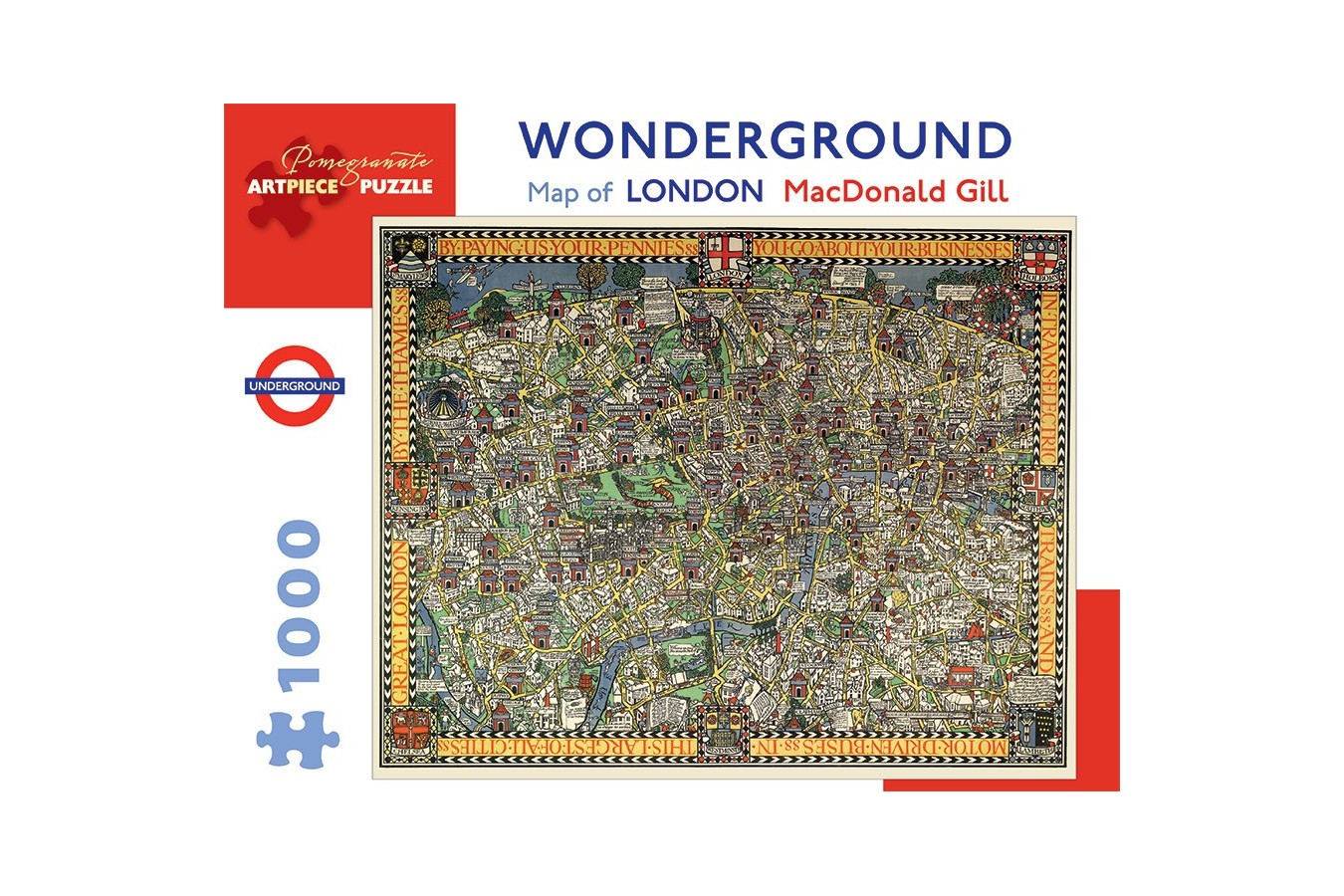 Puzzle Pomegranate - MacDonald Gill: Wonderground Map of London, 1.000 piese (AA920)