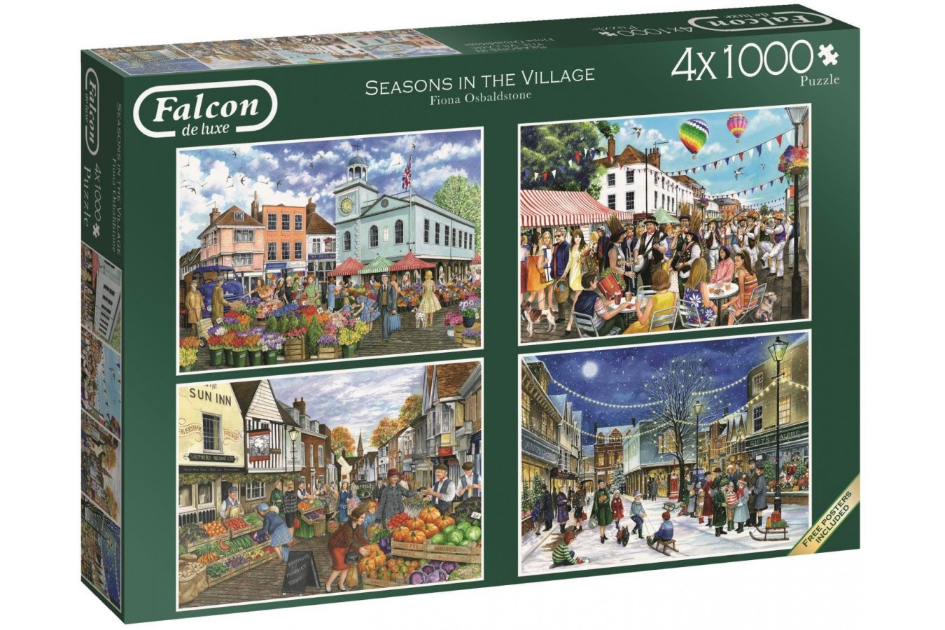 Puzzle Falcon - Seasons in The Village, 4x1.000 piese (Jumbo-11226)