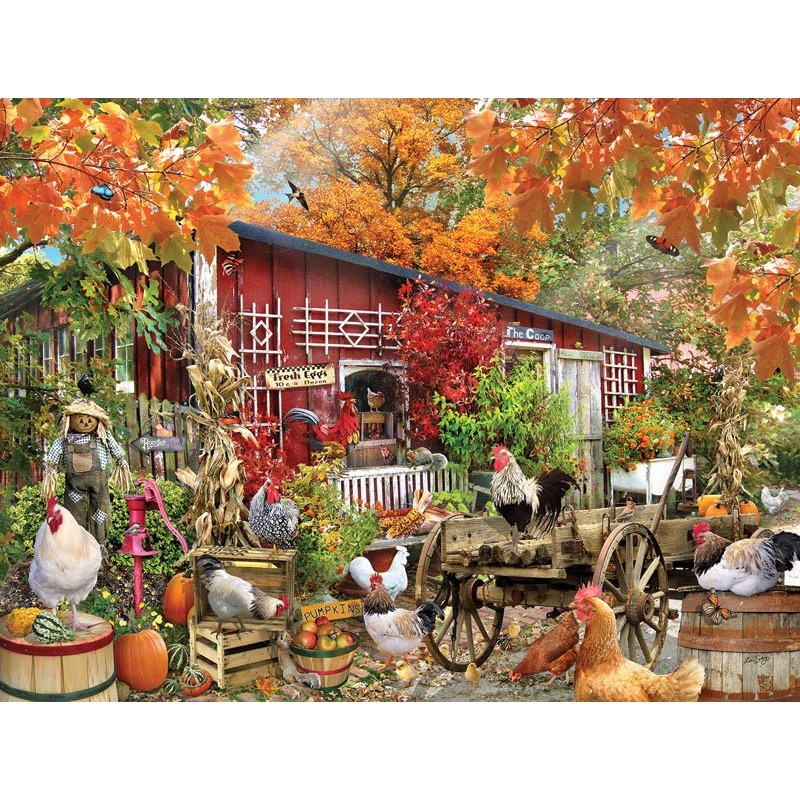 Puzzle SunsOut - Barnyard Chickens, 500 piese XXL (Sunsout-34871)