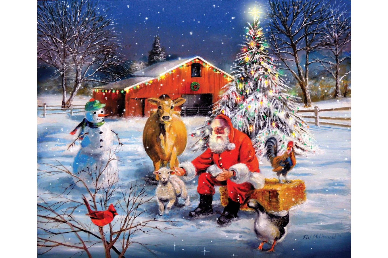 Puzzle SunsOut - Santa at the Farm, 300 piese XXL (Sunsout-37996)