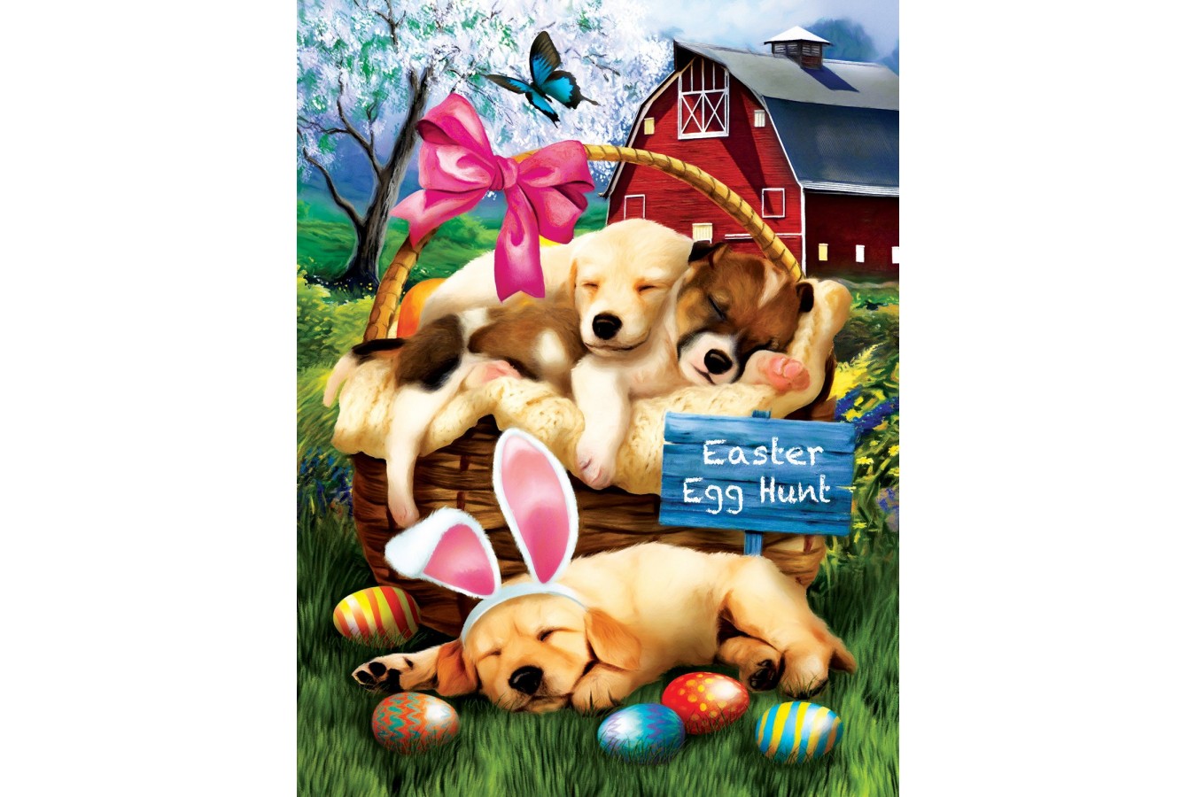 Puzzle SunsOut - Tom Wood: Sleepy Eyed Easter Egg Hunters, 300 piese XXL (Sunsout-23012)