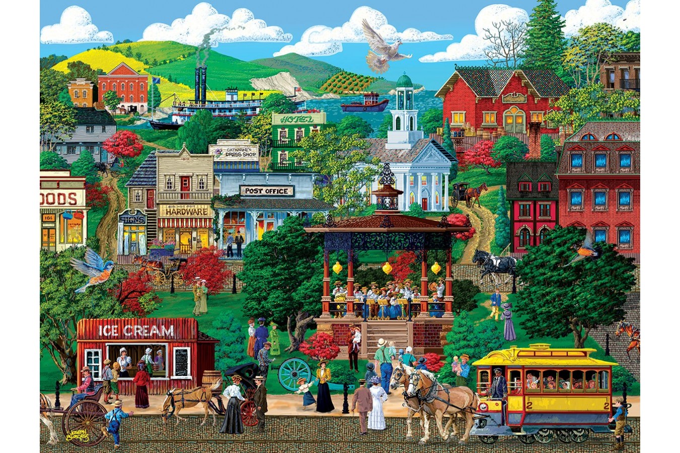 Puzzle SunsOut - Town Square Festival, 300 piese XXL (Sunsout-38649)