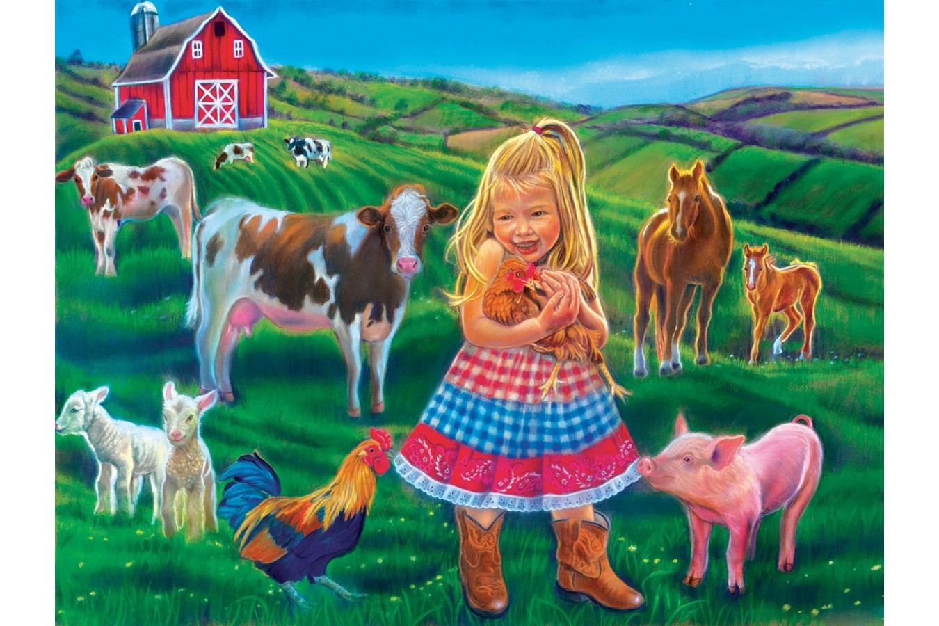 Puzzle SunsOut - Tricia Reilly-Matthews: Fun on the Farm, 300 piese XXL (Sunsout-35961)