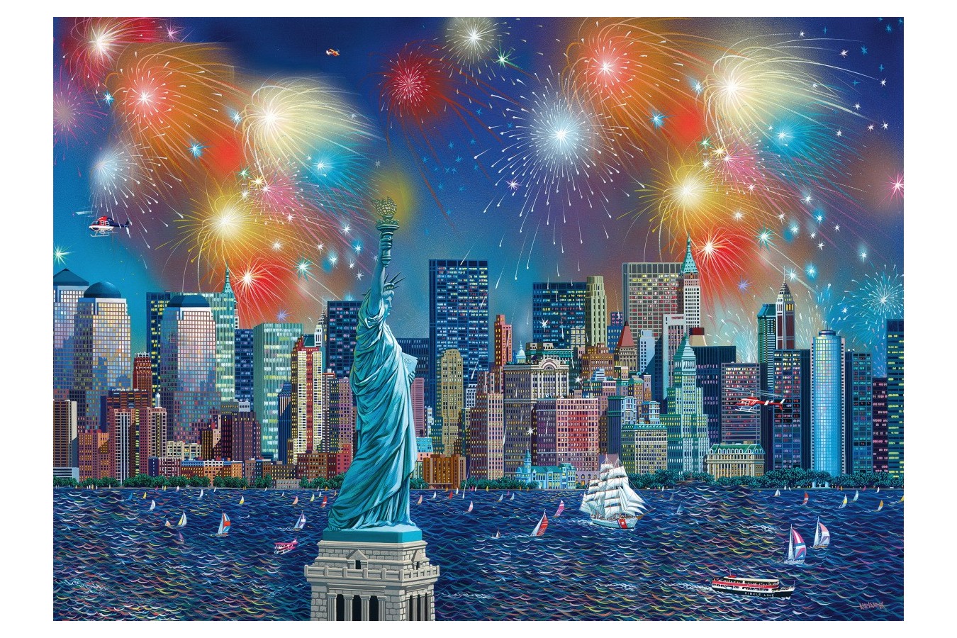 Puzzle Schmidt - Alexander Chen: Statue Of Liberty With Fireworks, 1.000 piese (59649)
