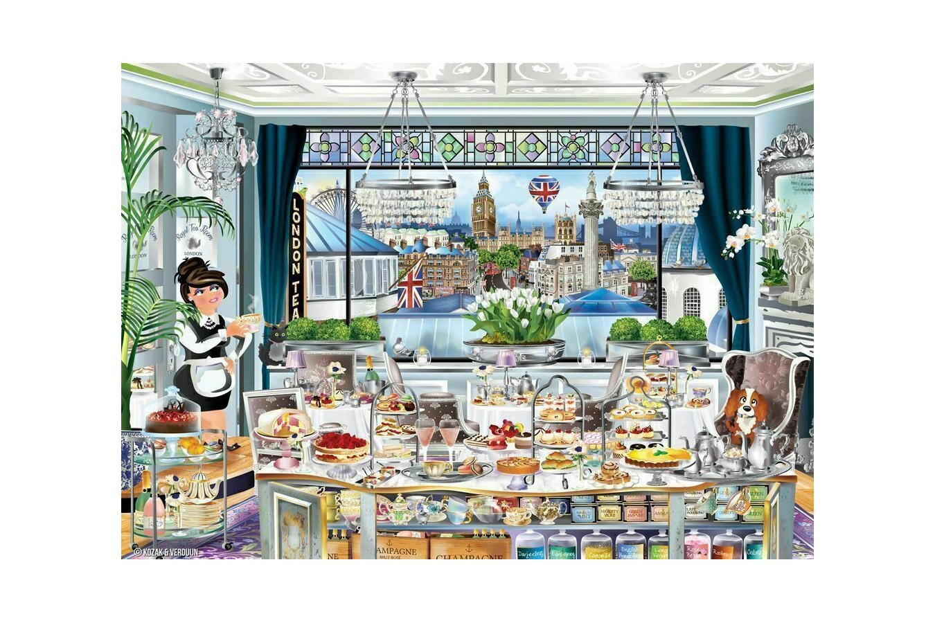 Puzzle Ravensburger - London Tea Party, 1.000 piese (13985)