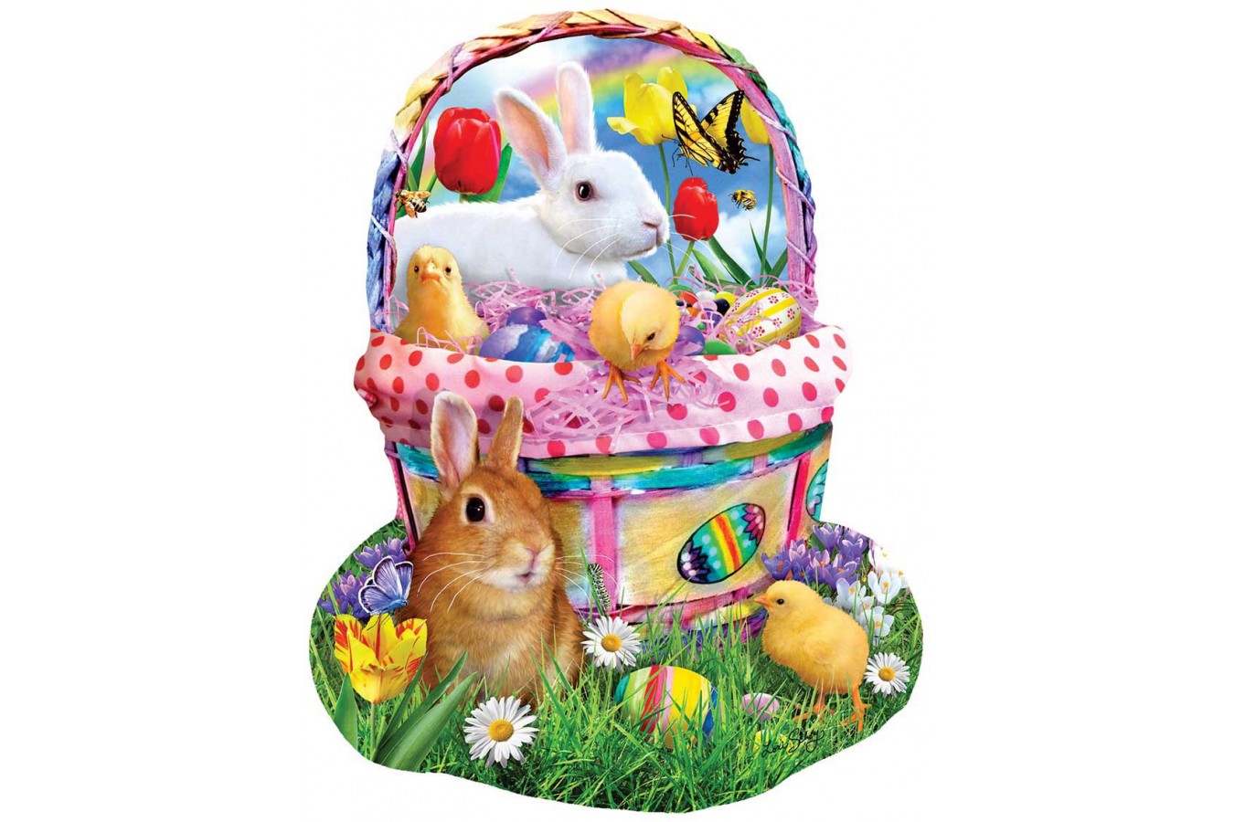 Puzzle contur SunsOut - Lori Schory: Bunny\'s Easter Basket, 1.000 piese (Sunsout-97124)