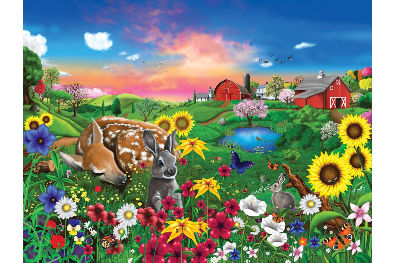 Puzzle SunsOut - Gerald Newton: Peaceful Pastures, 300 piese XXL (Sunsout-60940)