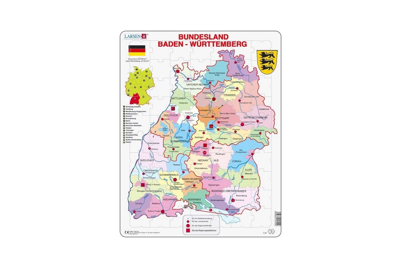 Puzzle Larsen - Baden Wurttemberg, 70 piese (K22-DE)