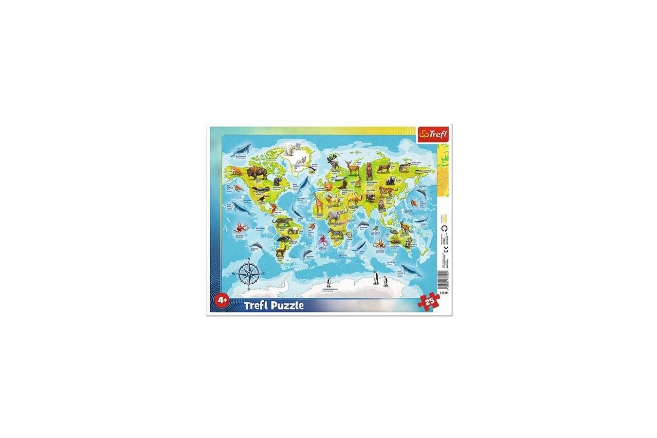 Puzzle Trefl - Animal World Map, 25 piese (31340)