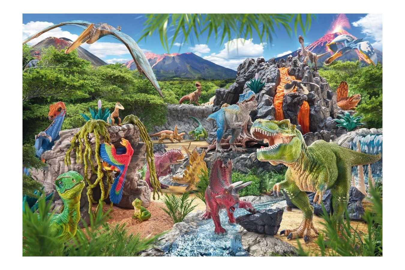 Puzzle Schmidt - Regatul dinozaurilor, 100 piese, include 2 figurine Schleich (56192)