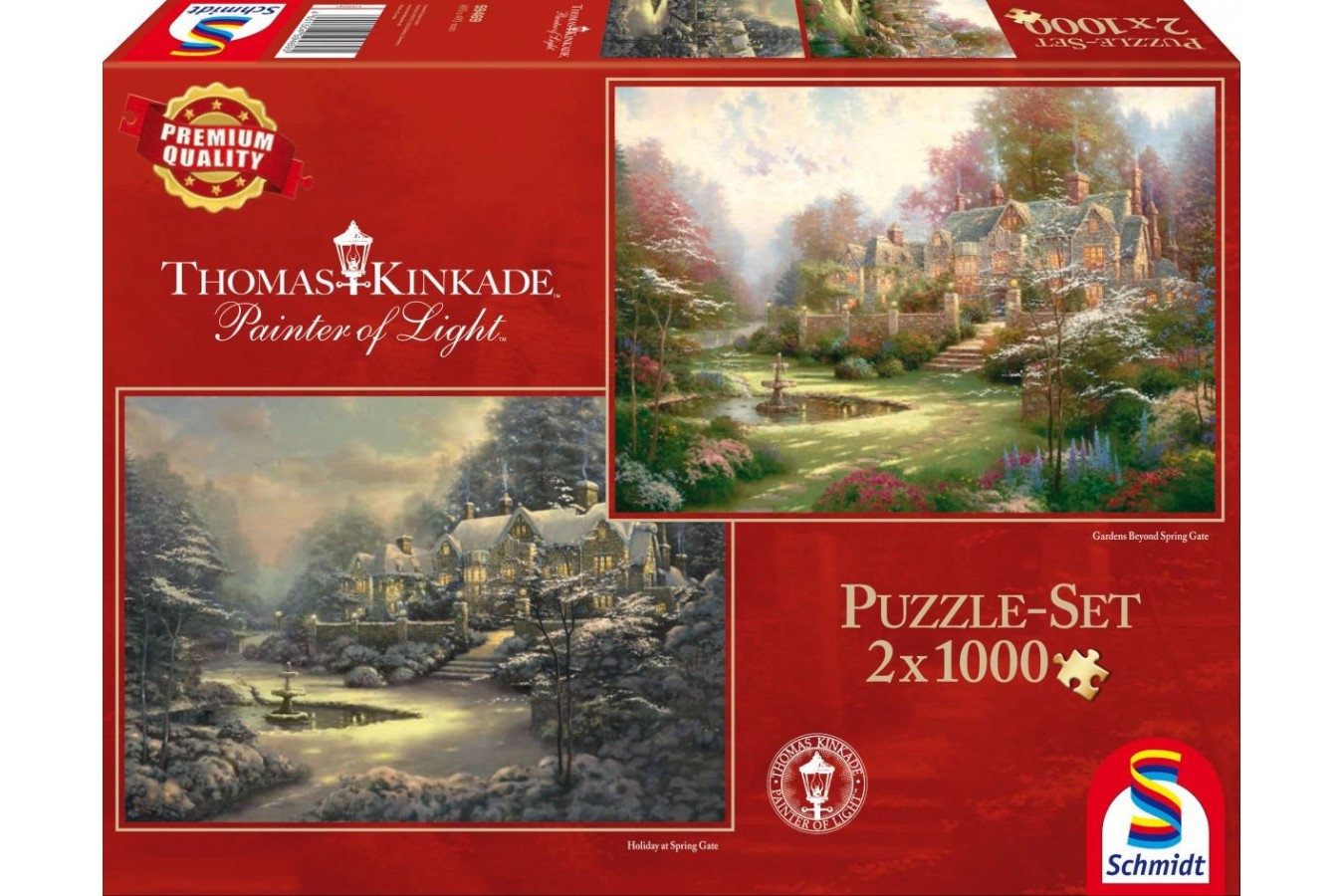 Puzzle Schmidt - Thomas Kinkade: Primavara / Iarna, 2x1.000 piese (59469)