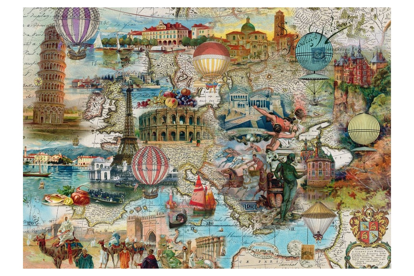 Puzzle Schmidt - Zbor cu balonul deasupra Europei, 1.000 piese (58205)