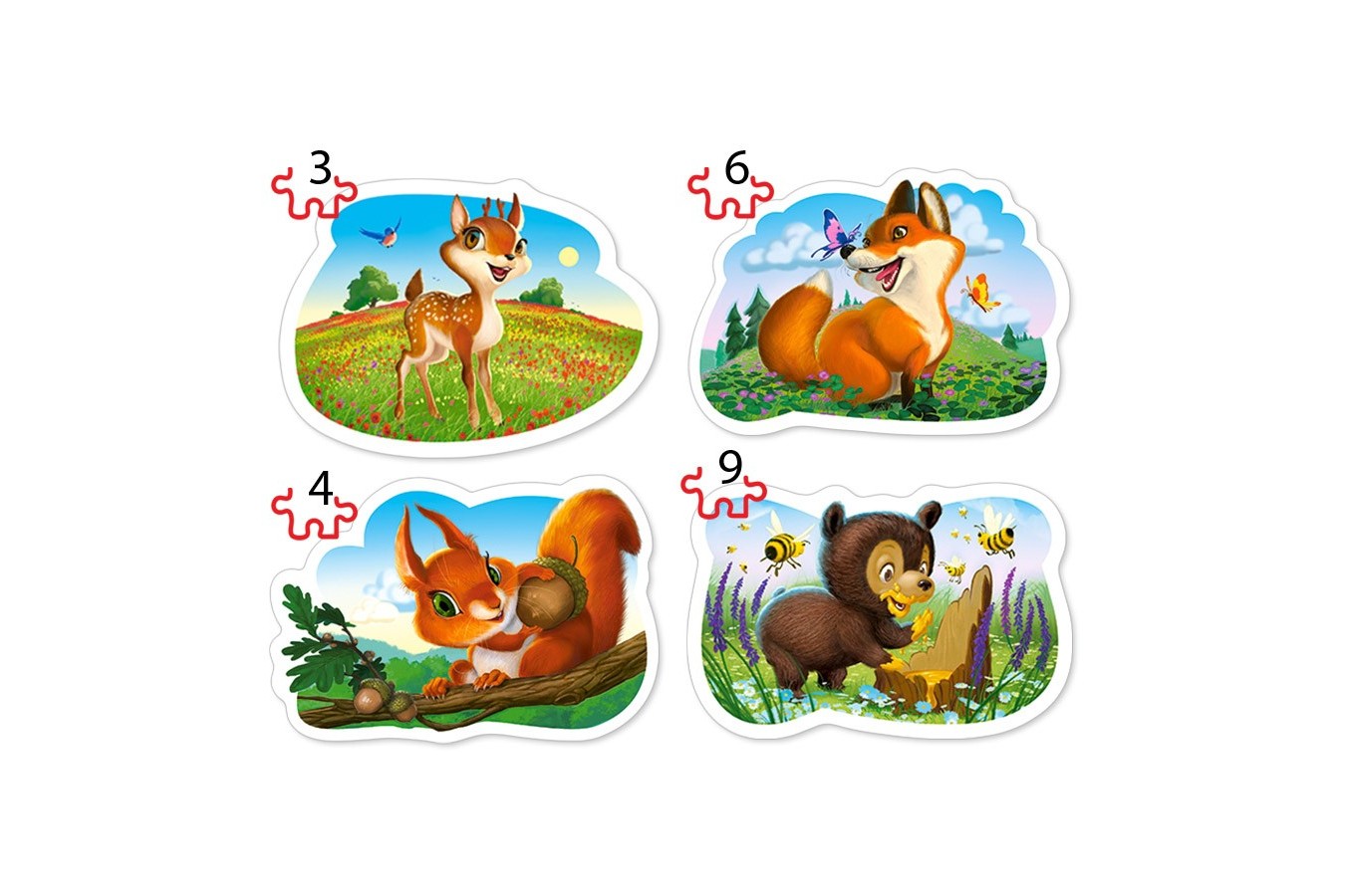 Puzzle Castorland - Forest Animals, 3/4/6/9 piese XXL (005079)