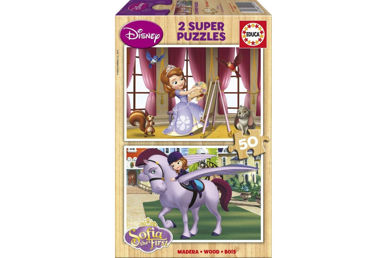 Puzzle din lemn Educa - Sofia the First, 2x50 piese (15915)