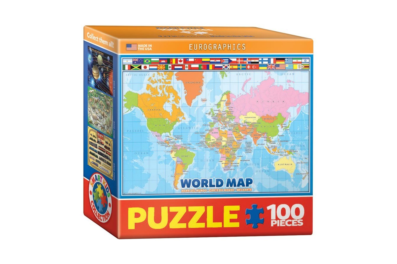 Puzzle Eurographics - World Map for Kids, 100 piese mini (8104-1271)