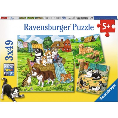 Puzzle Ravensburger - Cats and Dogs, 3X49 Piese (08002) 2