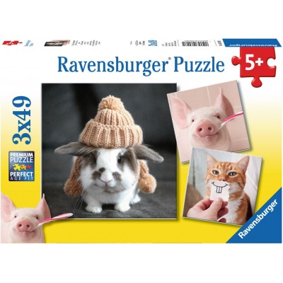 Puzzle Ravensburger - Funny Animal Portraits, 3X49 Piese... 2
