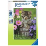 Puzzle Ravensburger - Kitten Amongst the Flowers, 100 Piese Xxl (10847)