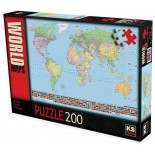 Puzzle KS Games - World Map (In Turkish), 200 Piese (11332)