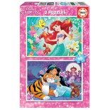 Puzzle Educa -Ariel + Jasmin, 2X48 Piese (18213)