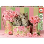Puzzle Educa -Kittens with Roses, 500 Piese (17960)