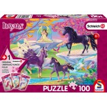 Puzzle 100 piese - Schleich:Glade with Unicorn Family (Schmidt-56396)