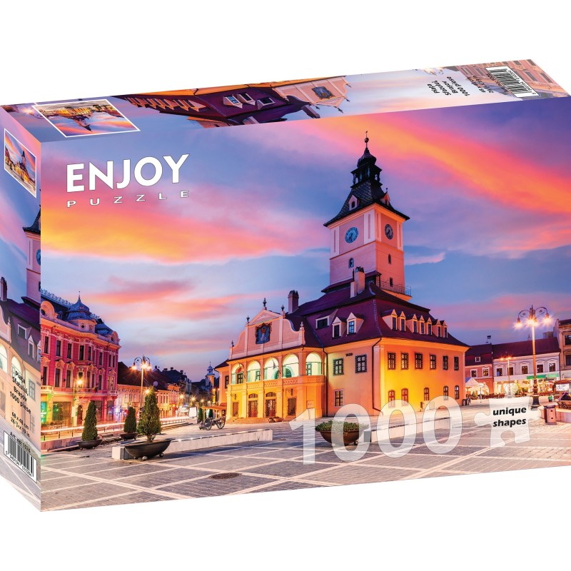 Puzzle 1000 piese Enjoy - Piata Sfatului, Brasov + folii pentru lipit puzzle (Enjoy-5026)