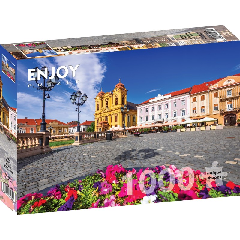 Puzzle 1000 piese Enjoy - Piata Unirii, Timisoara + folii pentru lipit puzzle (Enjoy-5032)