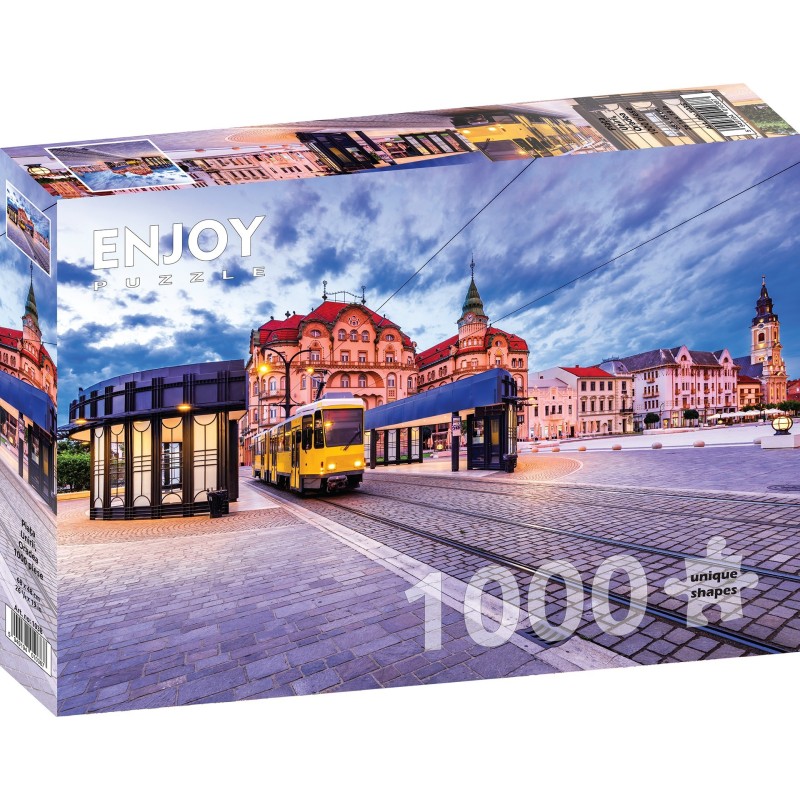 Puzzle 1000 piese Enjoy - Piata Unirii, Oradea + folii pentru lipit puzzle (Enjoy-5038)