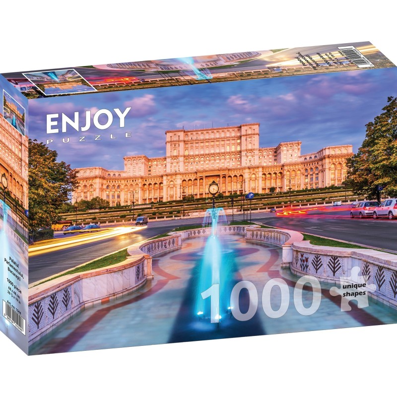 Puzzle 1000 piese Enjoy - Palace of the Parliament, Bucharest + folii pentru lipit puzzle (Enjoy-5044)