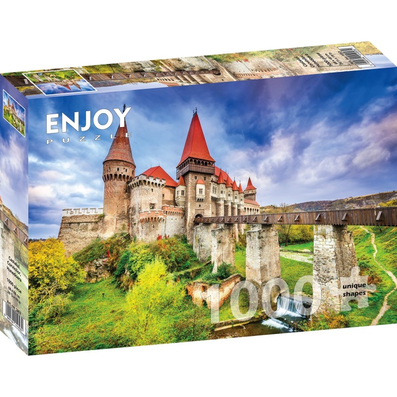 Puzzle 1000 piese Enjoy - Castelul Corvinilor, Hunedoara + folii pentru lipit puzzle (Enjoy-5053)