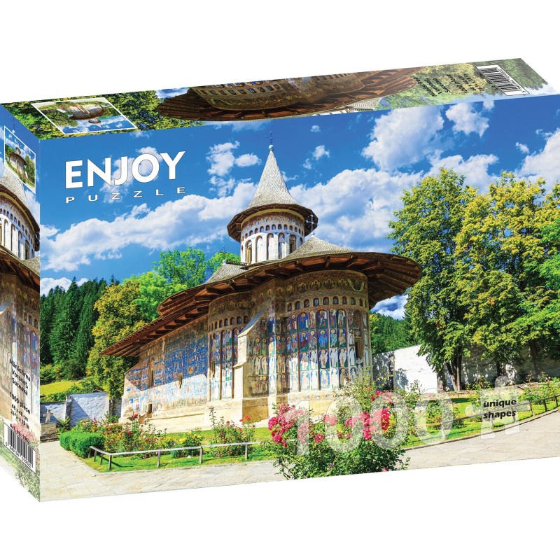 Puzzle 1000 piese Enjoy - Voronet Monastery, Suceava + folii pentru lipit puzzle (Enjoy-5062)