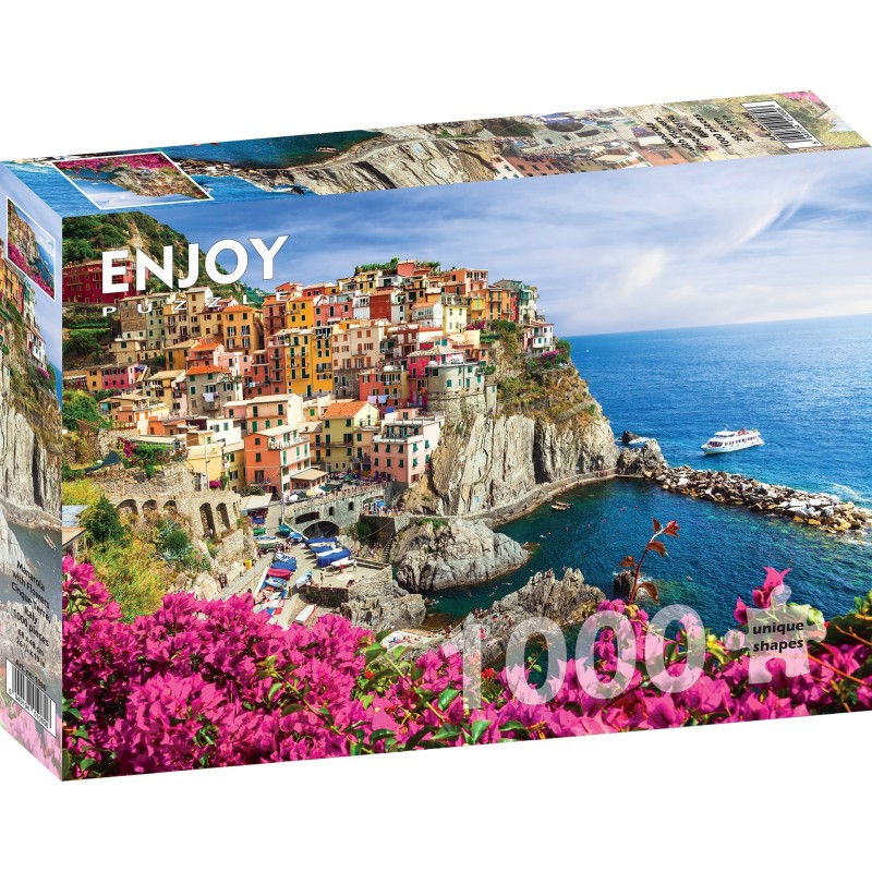 Puzzle 1000 piese Enjoy - Manarola, Cinque Terre, Italy + folii pentru lipit puzzle (Enjoy-5080)