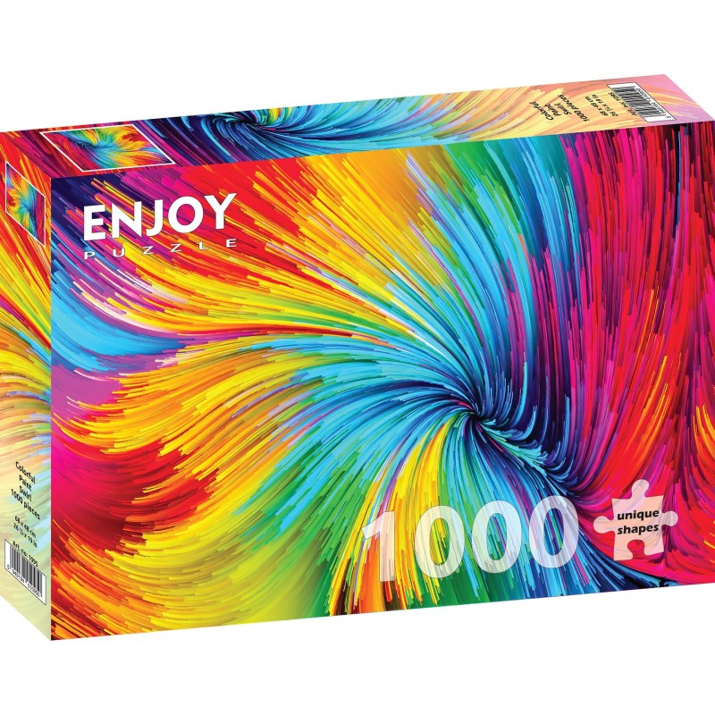 Puzzle 1000 piese Enjoy - Colorful Paint Swirl + folii pentru lipit puzzle (Enjoy-5095)