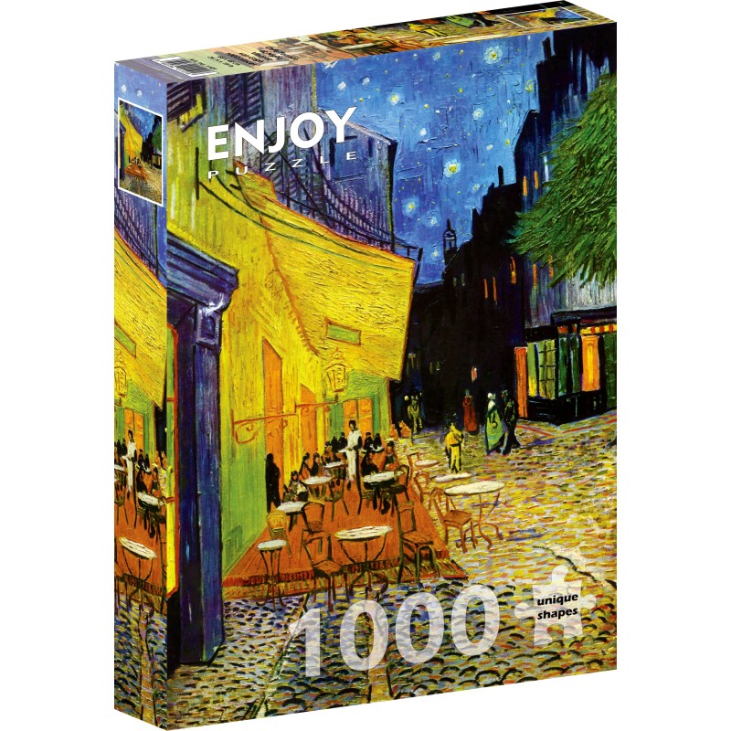 Puzzle 1000 piese Enjoy - Vincent Van Gogh: Cafe Terrace at Night + folii pentru lipit puzzle (Enjoy-5101)