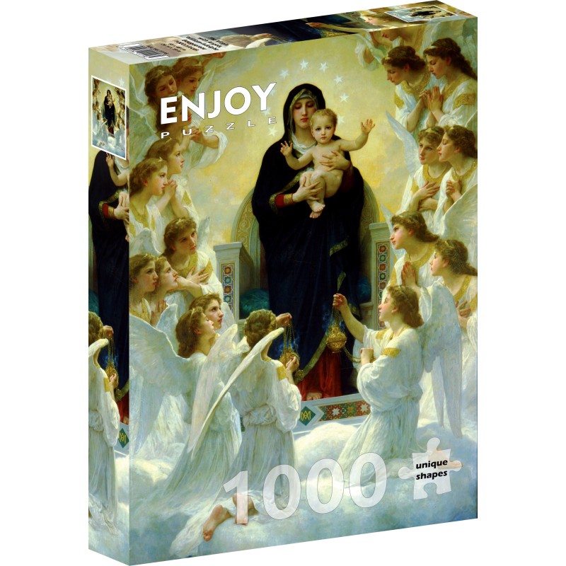 Puzzle 1000 piese Enjoy - William Bouguereau: The Virgin With Angels + folii pentru lipit puzzle (Enjoy-5116)