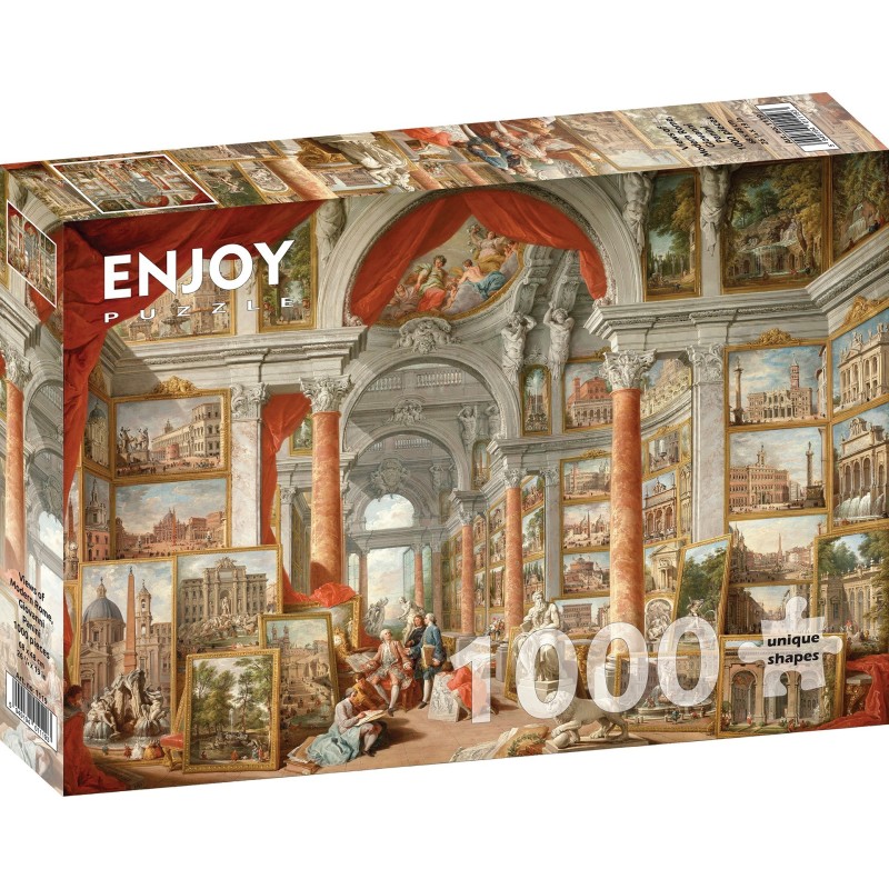 Puzzle 1000 piese Enjoy - Paolo Panini: Views of Modern Rome + folii pentru lipit puzzle (Enjoy-5119)