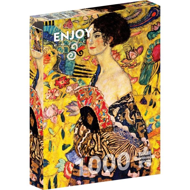 Puzzle 1000 piese Enjoy - Gustav Klimt: Lady with a Fan + folii pentru lipit puzzle (Enjoy-5128)