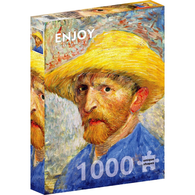 Puzzle 1000 piese Enjoy - Vincent Van Gogh: Self-portrait with a Straw Hat + folii pentru lipit puzzle (Enjoy-5143)