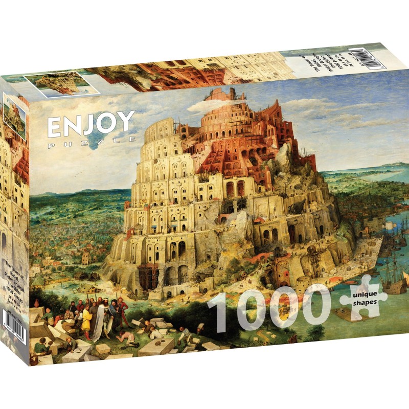 Puzzle 1000 piese Enjoy - Pieter Bruegel: The Tower of Babel + folii pentru lipit puzzle (Enjoy-5146)