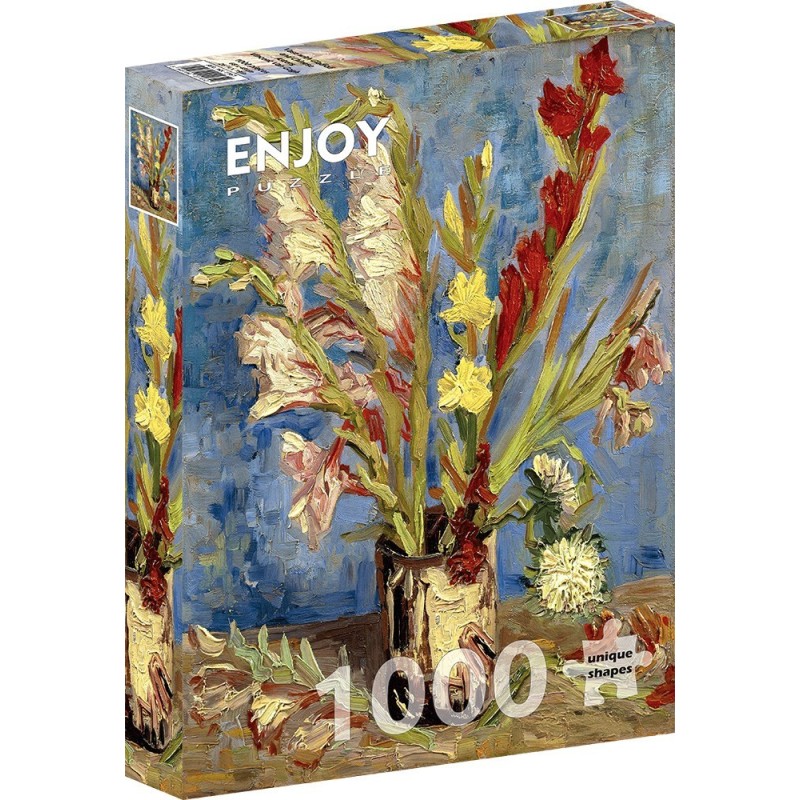 Puzzle 1000 piese Enjoy - Vincent Van Gogh: Vase with Gladioli and Chinese Asters + folii pentru lipit puzzle (Enjoy-5161)