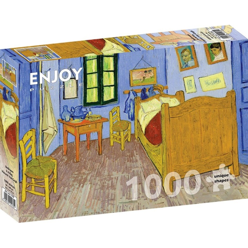 Puzzle 1000 piese Enjoy - Vincent Van Gogh: Bedroom in Arles + folii pentru lipit puzzle (Enjoy-5170)