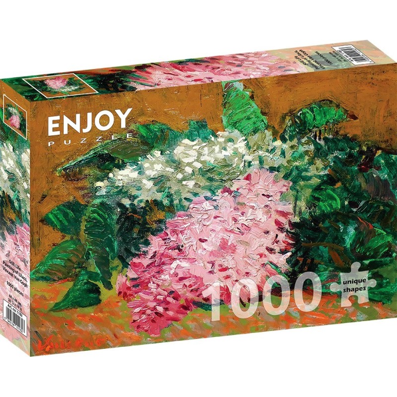 Puzzle 1000 piese Enjoy - Vincent Van Gogh: Still Life Painting of Lilacs + folii pentru lipit puzzle (Enjoy-5182)