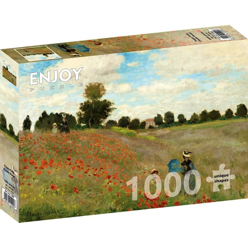 Puzzle 1000 piese Enjoy - Claude Monet: Poppy Field + folii pentru lipit puzzle (Enjoy-5200)