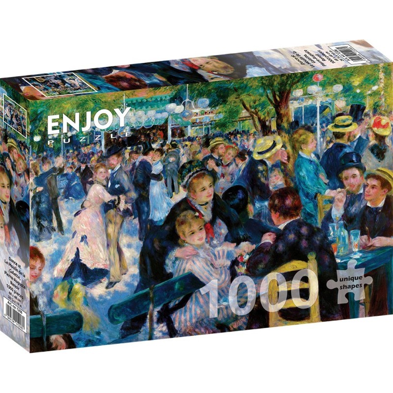 Puzzle 1000 piese Enjoy - Auguste Renoir: Dance at Le Moulin de la Galette + folii pentru lipit puzzle (Enjoy-5206)