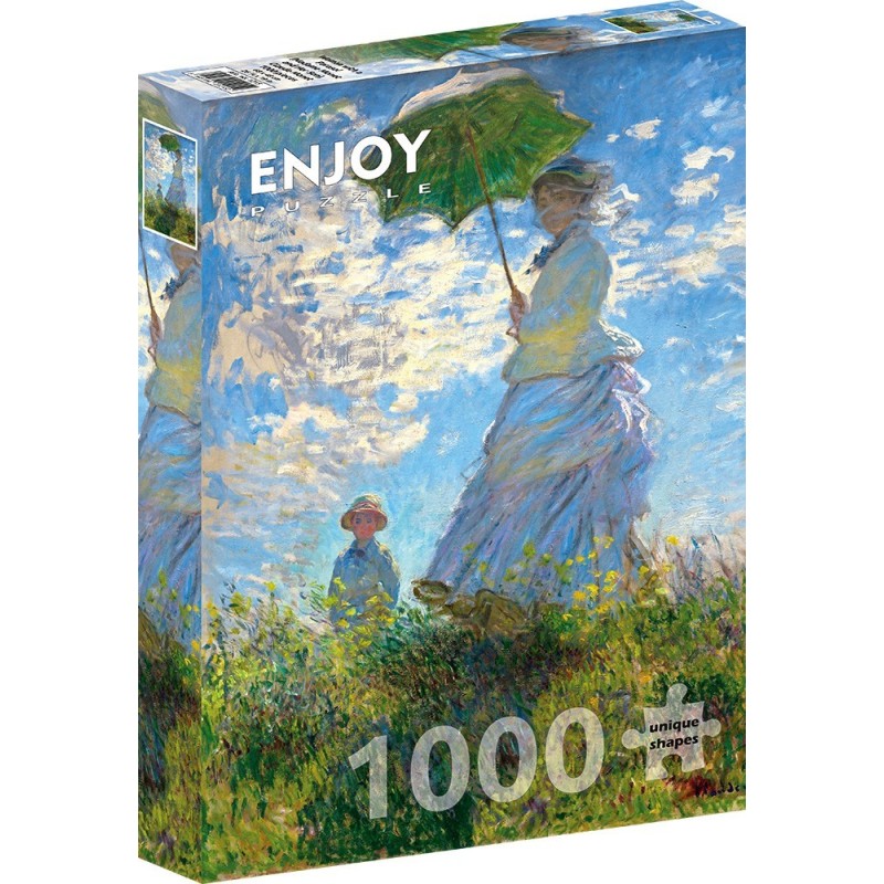 Puzzle 1000 piese Enjoy - Claude Monet: Woman with a Parasol (Madame Monet and Her Son) + folii pentru lipit puzzle (Enjoy-5215)