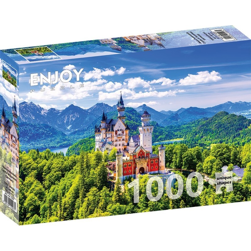 Puzzle 1000 piese Enjoy - Neuschwanstein Castle in Summer, Germany + folii pentru lipit puzzle (Enjoy-5227)