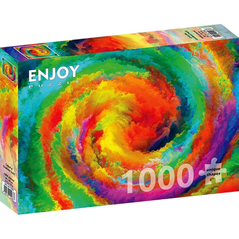 Puzzle 1000 piese Enjoy - Colorful Gradient Swirl + folii pentru lipit puzzle (Enjoy-5236)